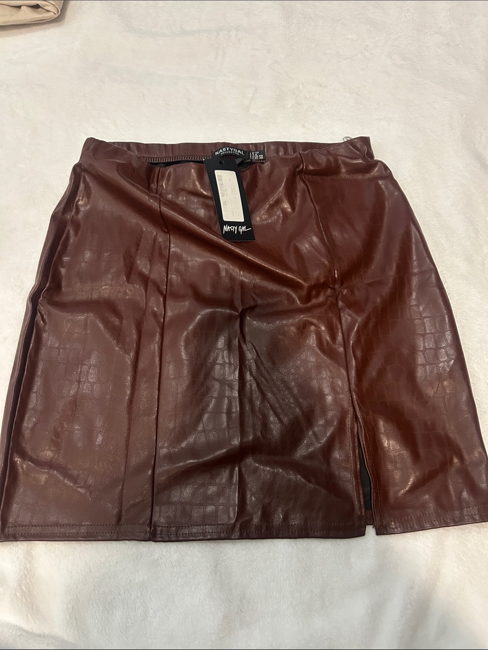Nasty Gal Deep Brown Faux Leather Mini Skirt